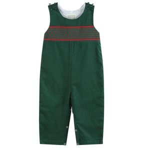 Lil Cactus GREEN CHRISTMAS SMOCKED OVERALLS, $46 C28